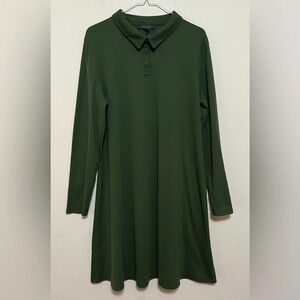 Primark women’s ribbed long sleeve polo shirt dress. Green Size 14  O1